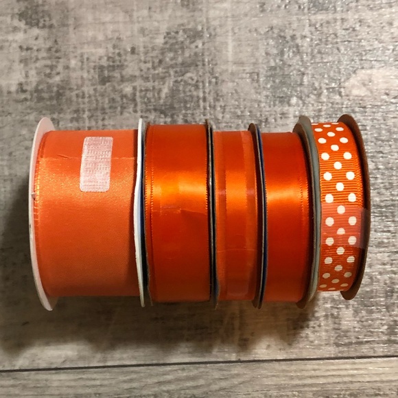 Offray Other - Offray Lot of 4 & 1 Michaels Craft Ribbon Spools (3) NWT & (2) Pre-Owned Orange